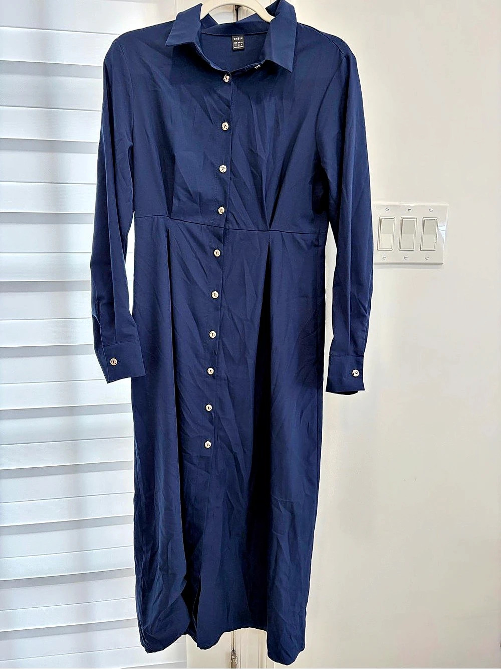 SHEIN Maxi Shirt Dress in Blue Size S